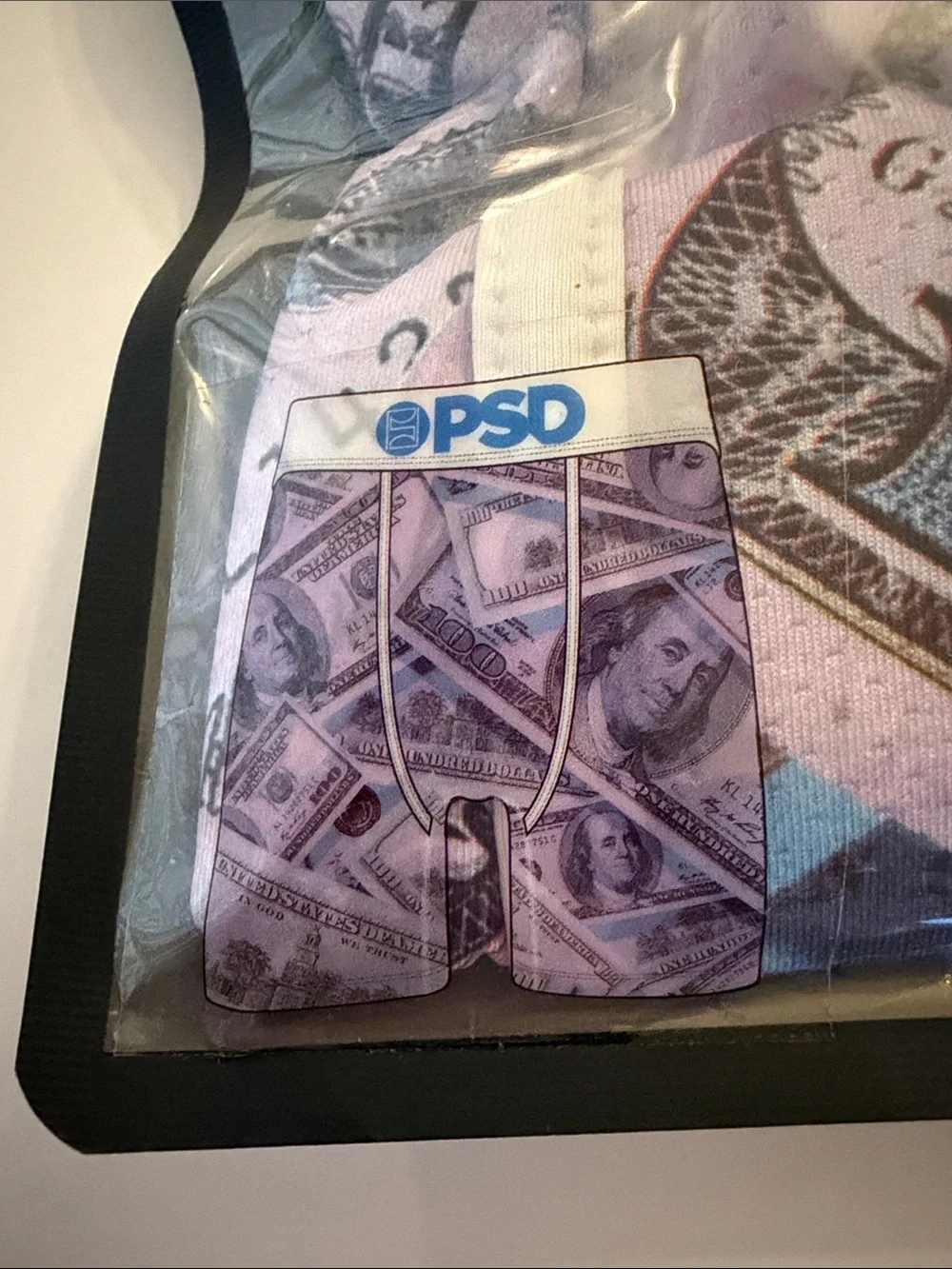 PSD Men's Boxer Briefs Cash Chaos Money Print Medium Blue White
